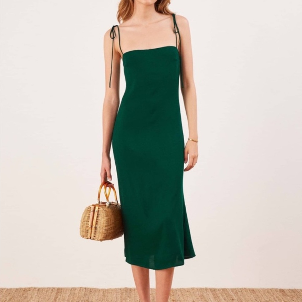 Reformation Forest Green Midi Dress